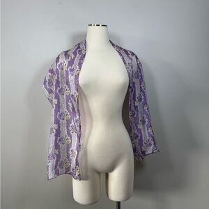 April Cornell Silk Purple and Cream Scarf